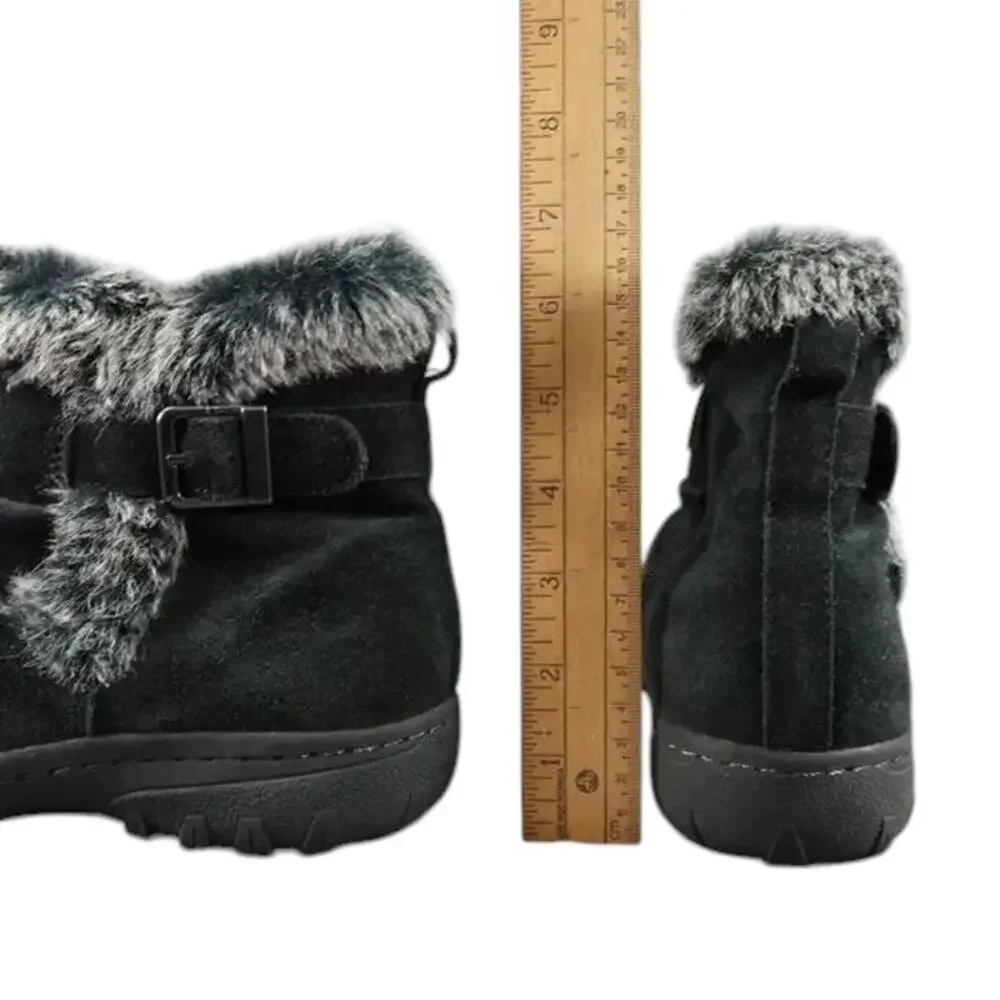 Khombu Shoes Womens 8 Bootie Winter Leather Faux Fur All Weather Lindsey Buckle